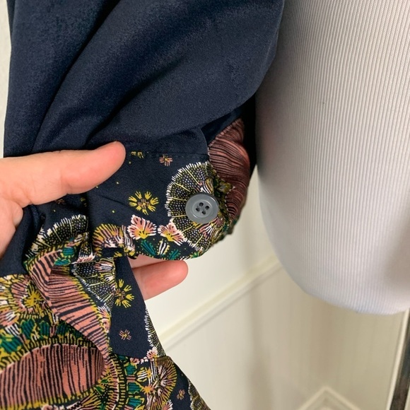 Point Sur Abstract Floral Wrap Top Size M Artsy Kimono Tie - Picture 14 of 16